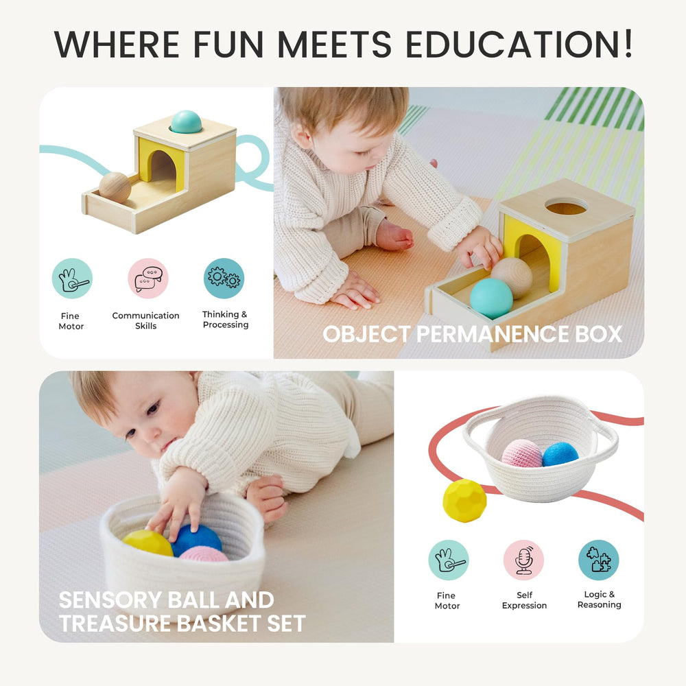 Tiny Land Treasure Basket supports tactile exploration and object recognition.