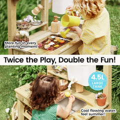 Tiny Land mud kitchen storage-area provides roomy access to accessories and ingredients