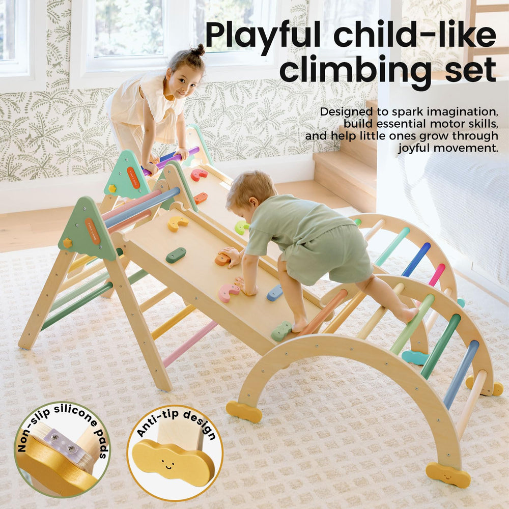Tiny Land Pikler Triangle anti-tip rocker for safe climbing sessions