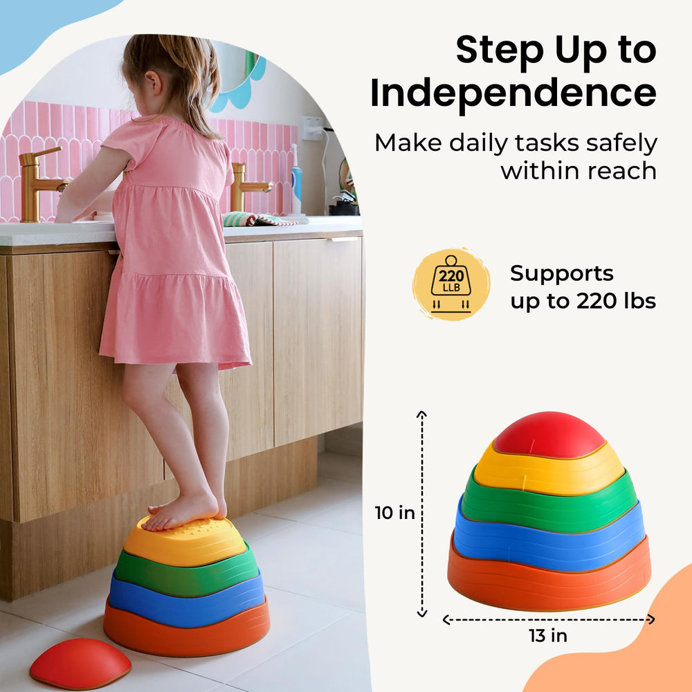 Durable plastic Tiny Land stones withstand active play from kids and adults.