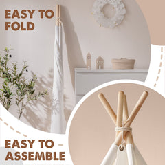 Tiny Land Teepee Tent star lights brighten evenings for magical story time inside.
