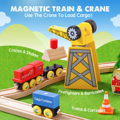 Tiny Land train accessories and signs spark storytelling during playtime.