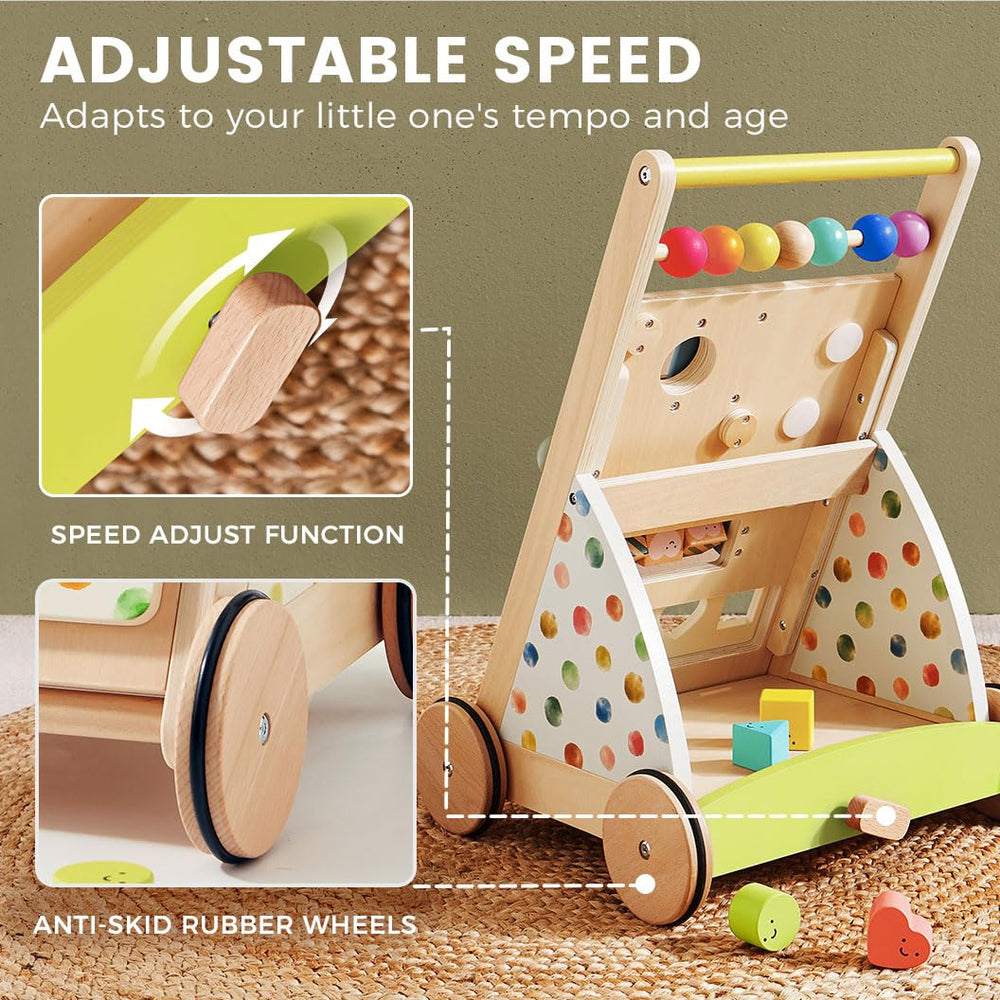 Tiny Land walker activity center featuring mirrors and gears for engaged learning