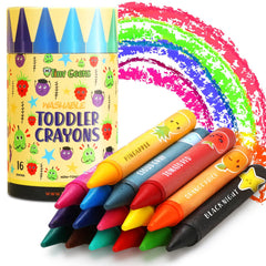 TinyGeeks Jumbo Crayons 16-color pack in a sturdy case for on-the-go creativity.
