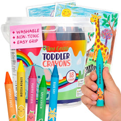 TinyGeeks Jumbo Crayons 18pc set with vibrant colors for toddlers' coloring