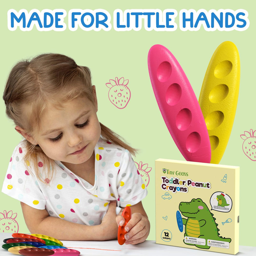 TinyGeeks Peanut Crayons easy grip handle designed for small hands