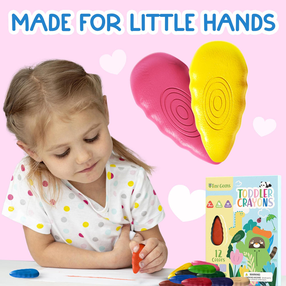 TinyGeeks water drop crayons ergonomic grip helps little hands hold easily.