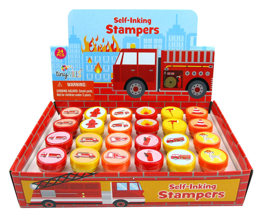 TINYMILLS firetrucks stampers pack for kids, ideal for invitations and crafts.
