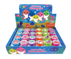 TinYMILLS Shark Family Stamper packshot; pre-inked, mess-free stamping for kids' crafts.