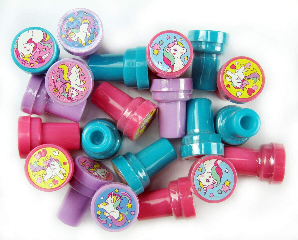 TINYMILLS unicorn party favors provide colorful, magical stamping moments for celebrations.