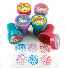 TINYMILLS unicorn stamper closeup showing a pre-inked design for mess-free stamping.