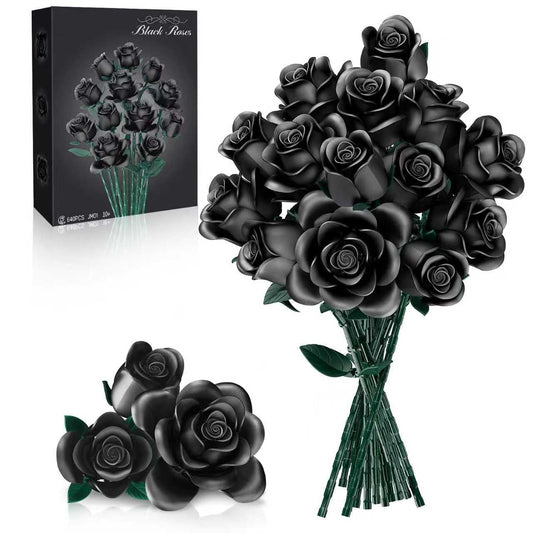 tinytrek Black Rose Bouquet petal stages show lifelike blooms for elegant home decor.