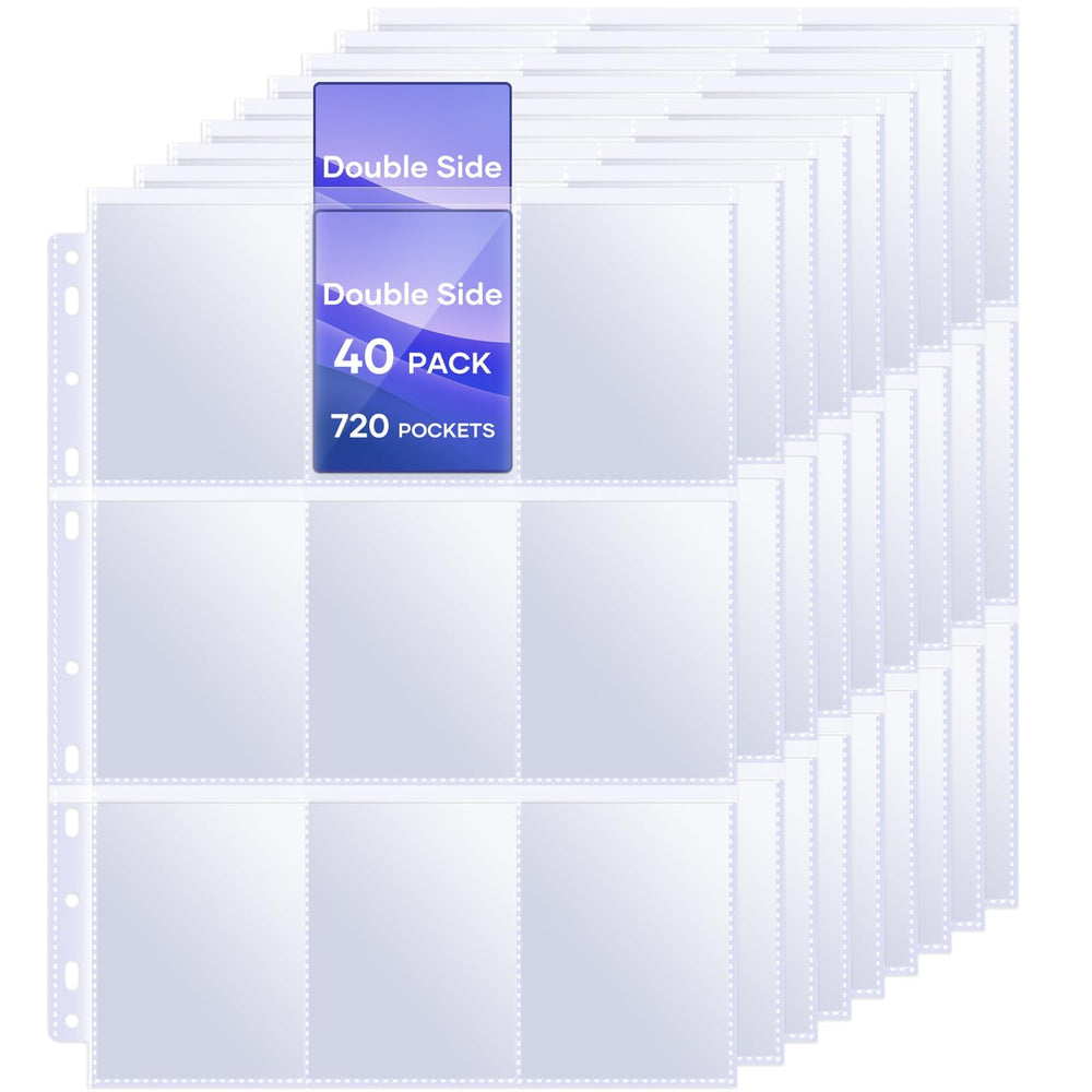TiopLior 40-pack nine-pocket page protectors for binders, neat organization of up to 720 cards.