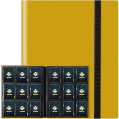 TiopLior trading card binder front cover in yellow, ideal for organized collections.