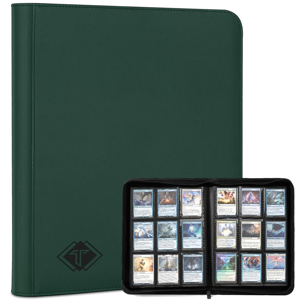 TiopLior trading card binder front cover in green for organized storage