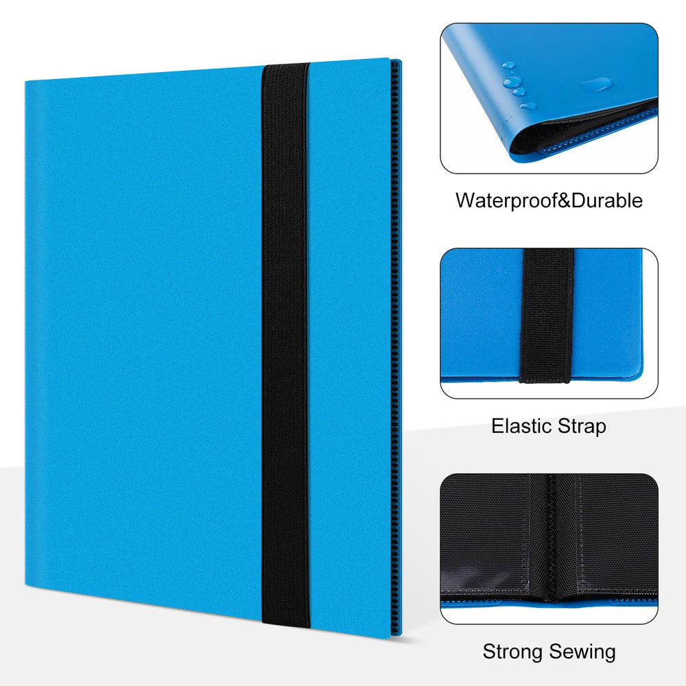 Blue TiopLior binder open shows page-loading pockets for MTG