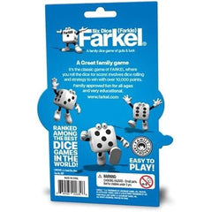 Tipsy Land Classic Farkel Dice Tube showing dice and rules inside for quick setup.