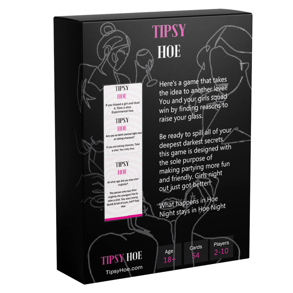 TipsyHoe packaging shows easy-to-follow rules and cards.