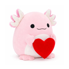 Tiralia axolotl plush closeup highlights soft fur and durable stitching for lasting cuddles.