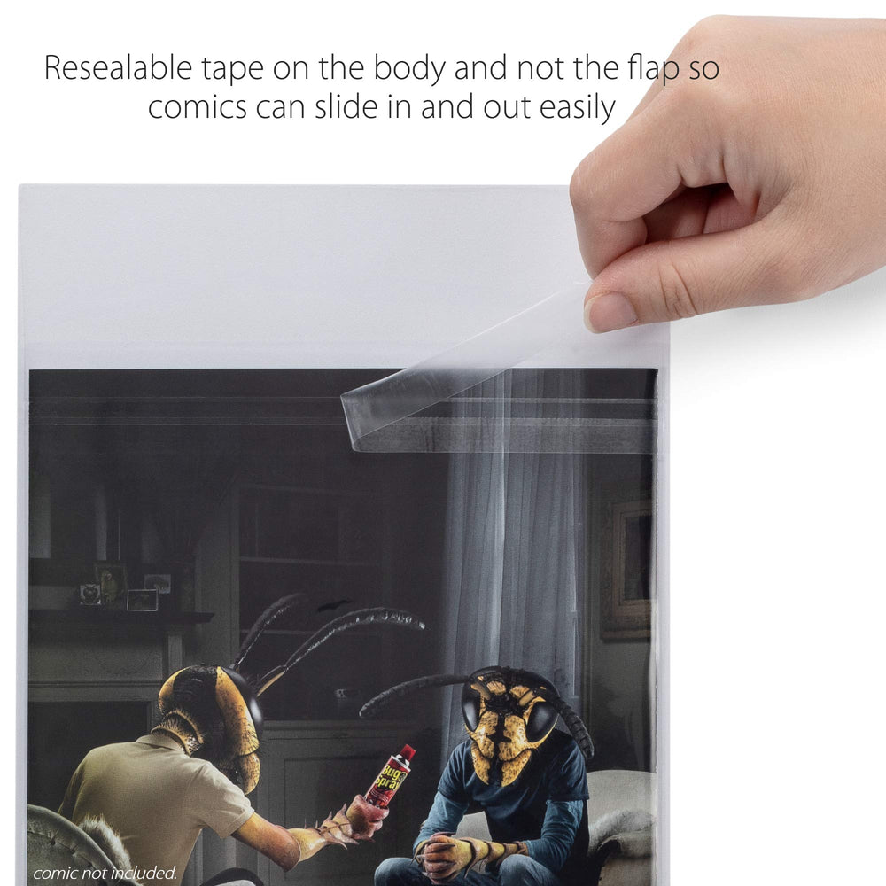 TitanShield archival-grade polypropylene in use protecting comics without PVC risk.