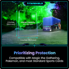 TitanShield 3x4 seamless toploader securely fits standard 2.5x3.5 inch cards.
