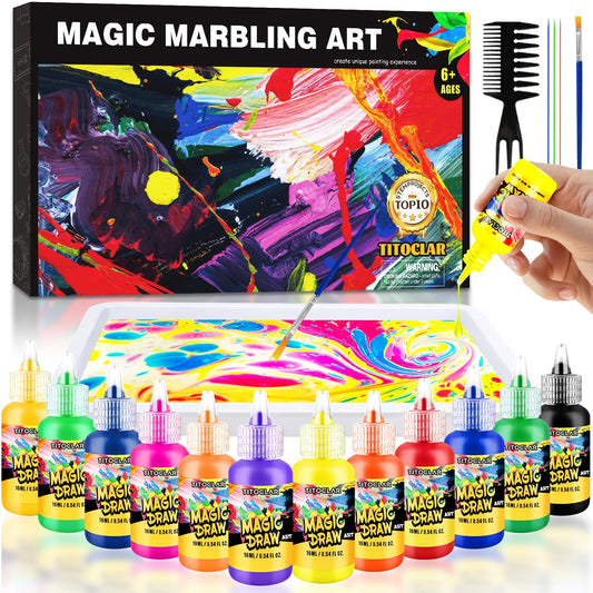Titoclar Water Marbling Paint Kit colors swirl on water for creative crafts