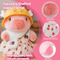 TITQWOP Capybara plush wearing a colorful hat demonstrates playful fashion ideas