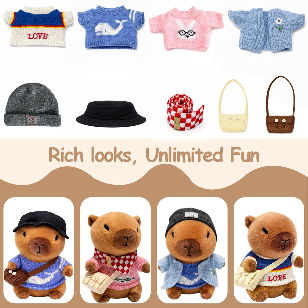 TITQWOP capybara plush outfit collection encourages creative dress-up and storytelling