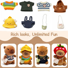 TITQWOP capybara plush with interchangeable outfits for dress-up fun