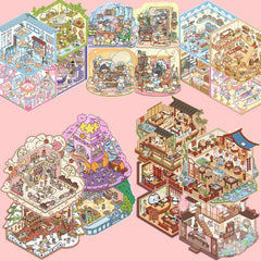 TIYIMIYUXU isometric house scene stickers for immersive DIY crafting with vivid detail