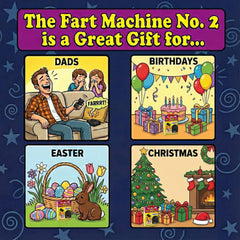 Wireless remote from T.J. Wisemen Fart Machine 2 shown with long-range capability.