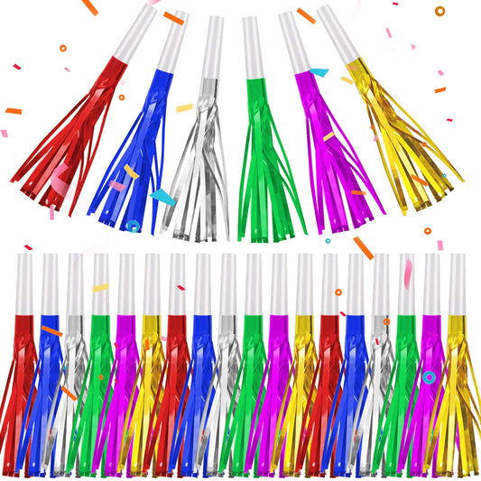TKYZMS 24-pack metallic fringe blowers display vibrant colors for festive celebrations