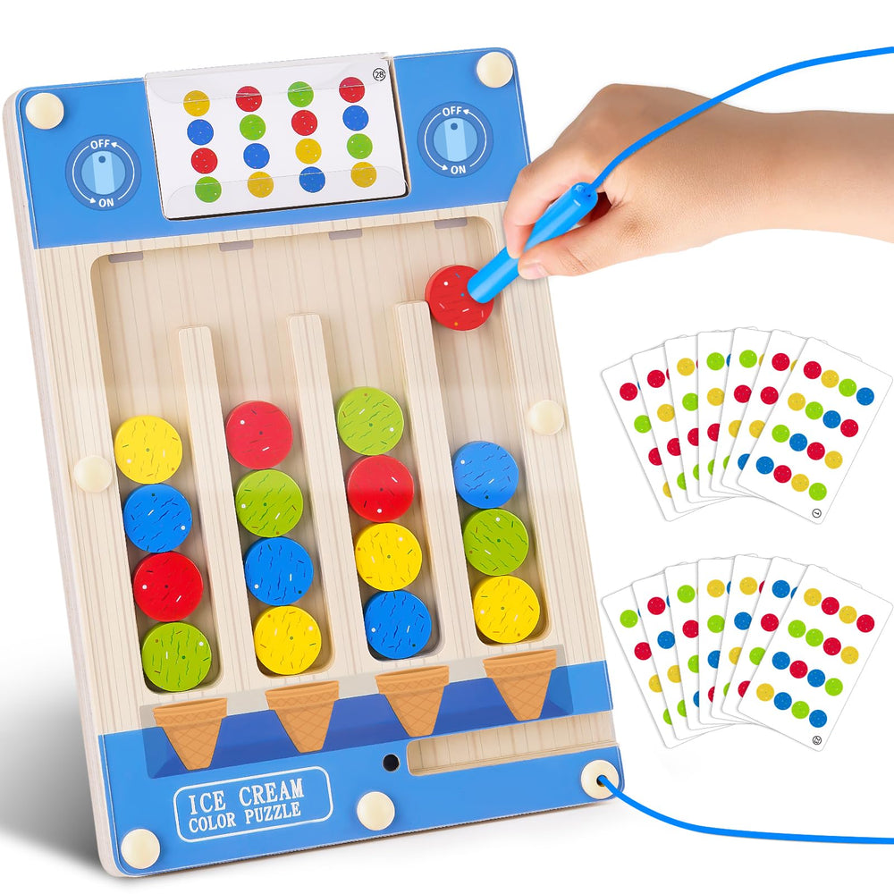 TMGOT montessori wooden sensory puzzle focusing on color recognition and fine motor skills.