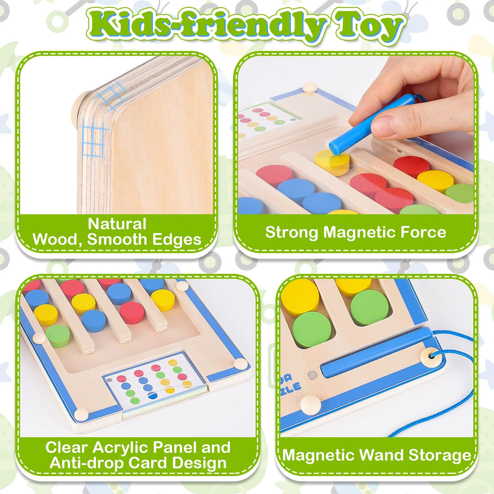 TMGOT wooden maze puzzle for travel and learning