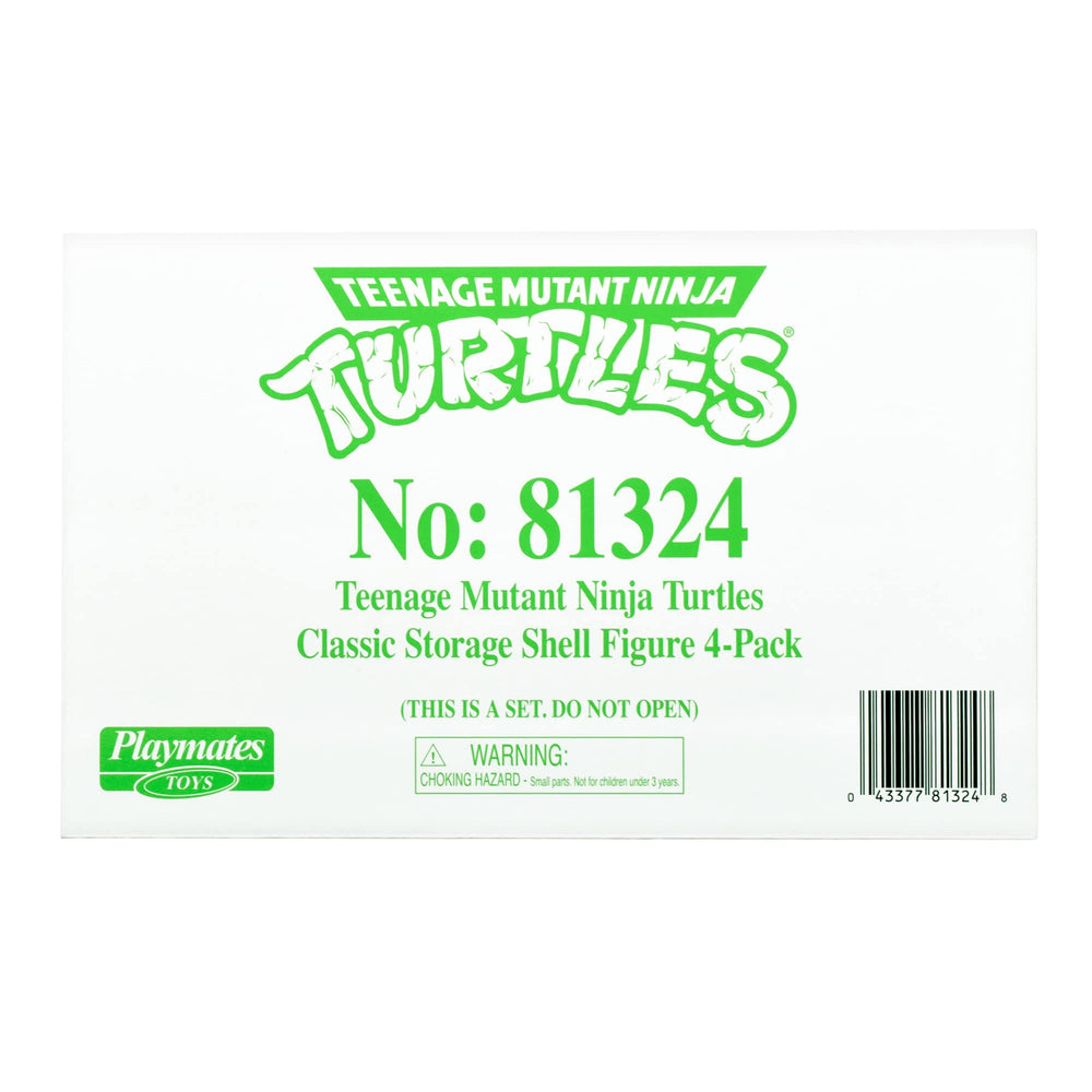 Display-ready TMNT classic 4-inch turtles pack pose for shelves and storytelling