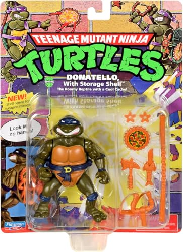 TMNT Donatello open storage shell reveals hidden arsenal for imaginative play.