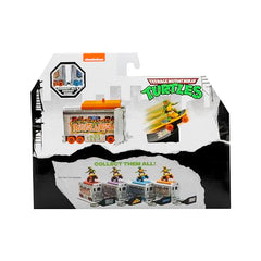 TMNT Michelangelo inside the orange subway car with graffiti styling for themed play.