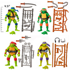 TMNT Mutant Mayhem figure side pose view highlighting poseability for dynamic play