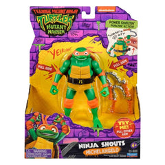 TMNT Michelangelo Mutant Mayhem deluxe shouts figure for imaginative play with authentic movie voice