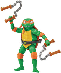 TMNT Mutant Mayhem Michelangelo figure ready for display at 4.25 inches