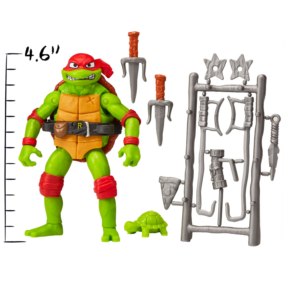 TMNT Raphael Mutant Mayhem weapons rack with accessories for display.