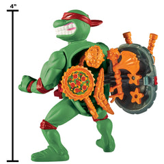 TMNT Raphael storage shell open reveals hidden compartments for pretend arsenal during battles.