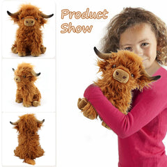 Toaje Highland Cow plush on a desk as a soft decor accent.