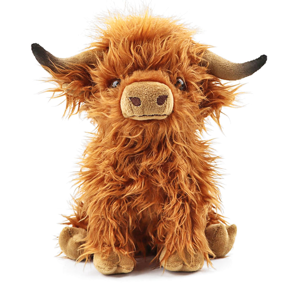 Toaje Highland Cow plush close-up of fluffy fur for cuddling.