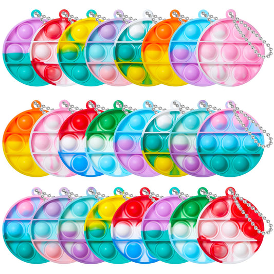 TOANWOD pop fidget toy color set attached to a keychain for portable fun.