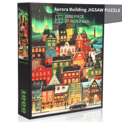 TOCHILD Aurora Town Building Puzzle glitter finish shines under light for a visually striking experience.