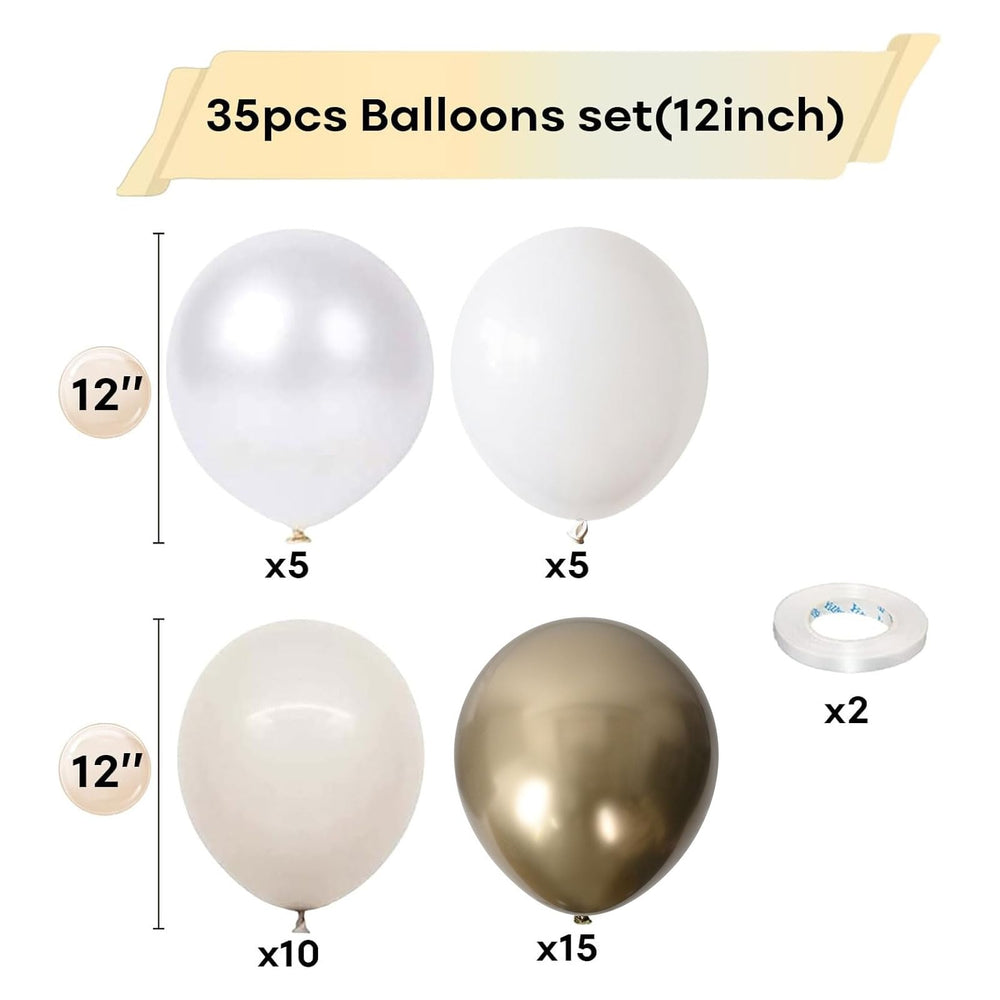 Togvu sand white gold metallic balloons close-up showing premium latex finish.