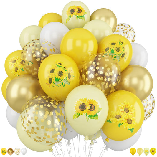 Togvu sunflowers yellow gold balloons 12in pack for bright birthday dΓ©cor and photo-worthy moments.