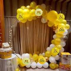 Togvu sunflowers yellow gold balloons photo booth background for memorable party portraits.