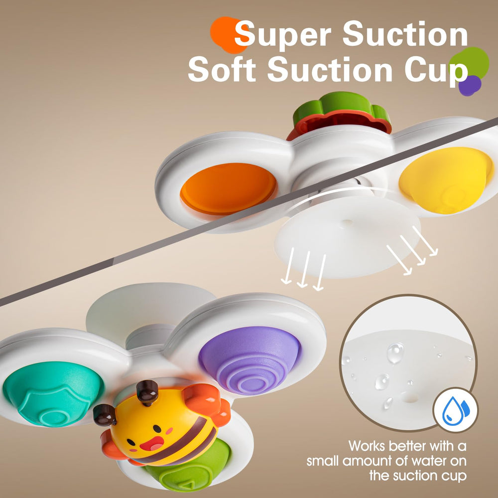 TOHIBEE suction cup spinner sun toy provides soothing motion and gentle chimes.